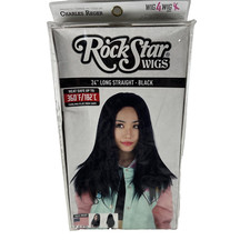 NEW RockStar Wigs 24" Long Black Costume Cosplay Wig Rock Star Charles Reger