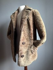 VINTAGE SHEEPSKIN SHEARLING COAT 10 36 teddy boho curly wool real OWEN BARRY