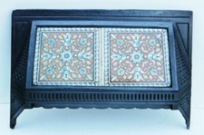 Antique Cast Iron MINTON Tiles Fireplace Canopy Hood 16 1/2" Fireplace Opening