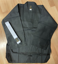 BLACK KARATE SUITS V-NECK Sizes from 110cm to 200cm - POLYCOTTON ~ TAISHO brand