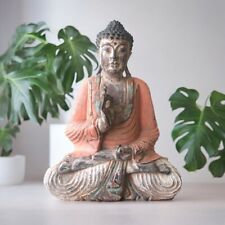Vintage Style Large Hand Carved Wooden Buddha Statue - Wood 40cm 16" Figure