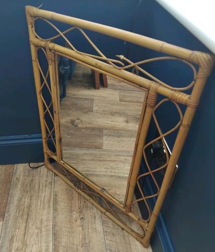 Vintage bamboo rattan mirror - bamboo,
