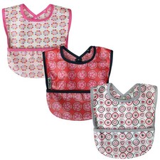Silly Billyz Wipe Clean Pocket Bib, 3 Pack (Girl)