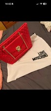 Love Moschino Womens Red Quilted Shoulder Bag Gold Hardware