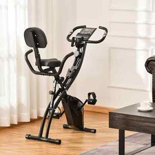 2-In-1 Folding Exercise Bike with 8-Level Magnetic Resistance - Black