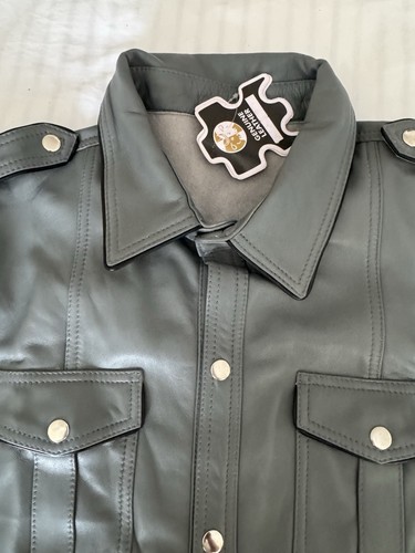 Grey leather uniform shirt - uniform,