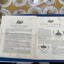 Lister Instructions Parts Lists/ Mounthill Two Shearing Set& ace handpiece 1957