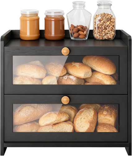 Wooden bread bin double - wooden,