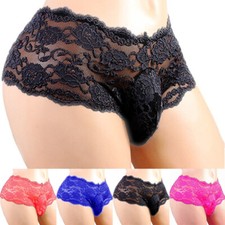 Mens Sexy Lace Thong Briefs
