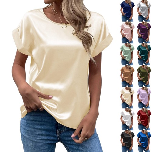 Womens satin silk short sleeve - womens,