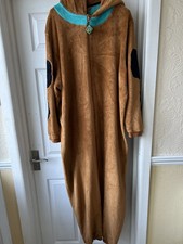 Adults Scooby Doo All In One Hooded Sleepsuit Cosplay Fancy Dress Costume XXL
