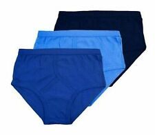 Mens 3 Pack 100% Cotton Y-Fronts Traditional Briefs Underwear Vintage Blue S 5XL
