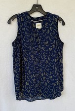 Maeve Anthropologie Sunseeker Banana Print Top Size 2 Blue Yellow Novelty