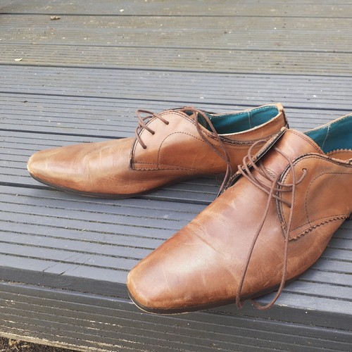 Men brown leather red - brown,
