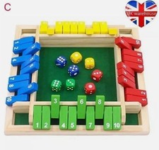 Shut The Box for 4 Players Flaps & Dices Wooden Dice Game Parent Board Game
