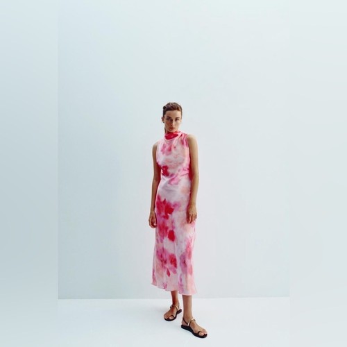 Zara pink and white midi - and,