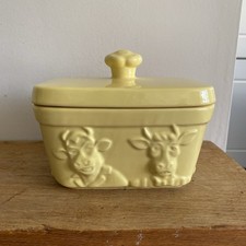 Vintage Wade Lidded Butter Dish 'I Can't Believe It's Not Butter' Yellow Cows