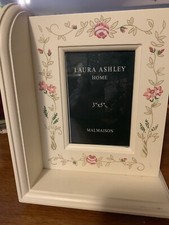 Laura Ashley Bookend Frame Holds 3 x 5 photo Ivory with Pink Flowers Cottage EUC
