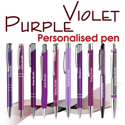 Personalised metal pen - , purple