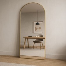 Mirror Large Full Length Archtop Gold Metal Frame Wall Leaner Mirror 180cmx80cm