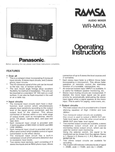 Panasonic m10a audio mixer - wr-m10a,
