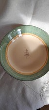 Johnson brothers soup bowls. Green and gold with floral design.