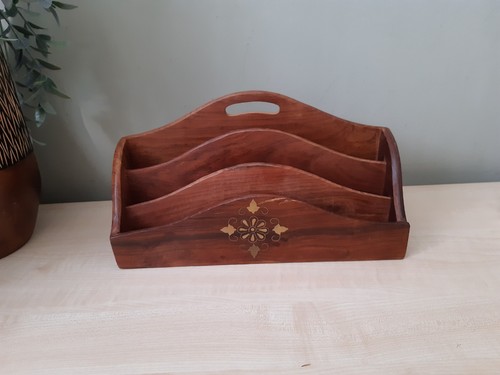 Indian wooden letter rack - indian,