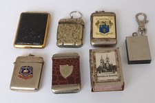 Antique vintage silver?vespa metal match boxes