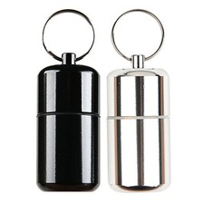 Portable Pill Box Metal Medicine Case w/ Key Ring Travel Tablet Container Holder