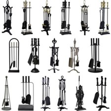 Fireplace Companion Set 5 Piece Fire Tool Vintage Fireside Place Twist Cast Iron