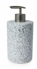 BLUE CANYON STYLISH WHITE SPECKLE SOAP DISPENSER HOLDER CERAMIC PUMP BATHROOM