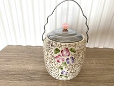 Vintage wade biscuit barrel jar fine pottery hand painted real flower lid 1930s
