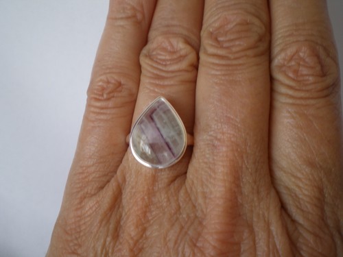 Multi colour fluorite ring - fluorite,