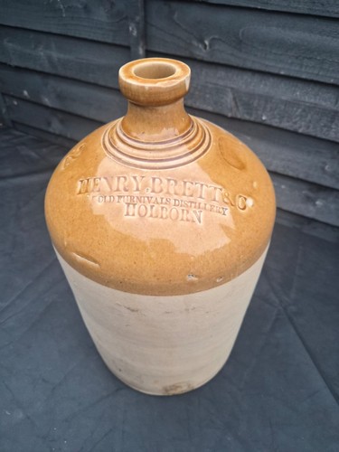 Antique gal stoneware flagon - antique,