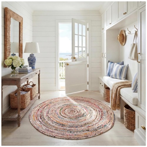 Artisanal beige multi - artisanal, round