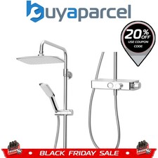 Triton Chrome Thermostatic Bar Mixer Shower Push Button Start + Stylish Shelf