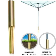 🔥32mm Metal Galvanised Ground Spike Soil Socket Outdoor Rotary Airer Parasol