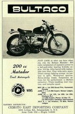 Vintage Ad Print 1964 Bultaco