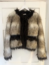 H&M X Lanvin Beige Multicoloured Faux Fur Coat Size 42 