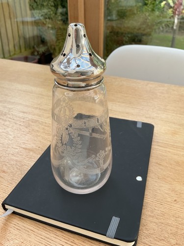 Antique etched glass - antique,, sugar