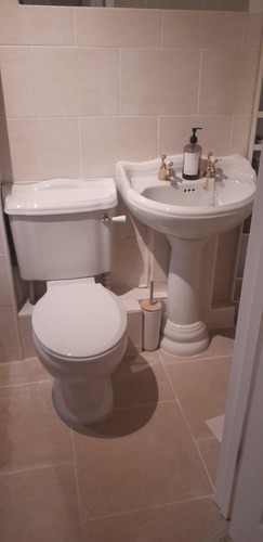 Traditional toilet and basin