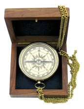 Compass With Ankergravur IN Wooden Box Made of Brass 8 CM Sea-Club
