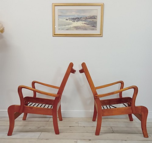 Pair teak armchairs danish - teak,