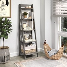 Corona Bookcase Ladder Back Distressed Grey Wax Solid Pine Mercers Furniture®