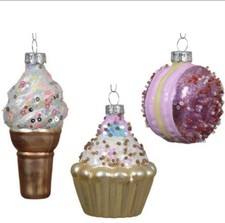 Candy Dessert Christmas Bauble Set 🍬 Cupcake, Ice Cream & Macaron Tree Ornament