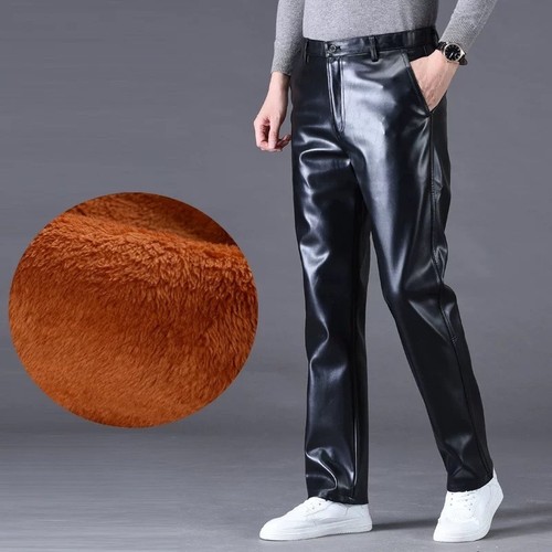 Mens leather pants - leather, fleece