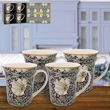 Leonardo William Morris Pimpernel Mugs Set of 4 | Fine China Coffee Cups 400ml
