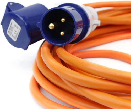 25m orange hook mains lead - hook, up