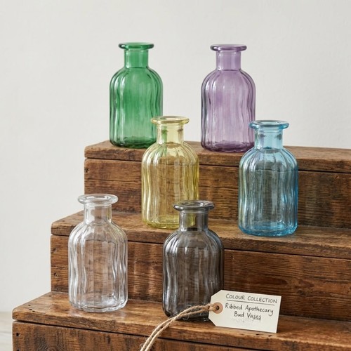 Vintage ribbed glass bud - ribbed,