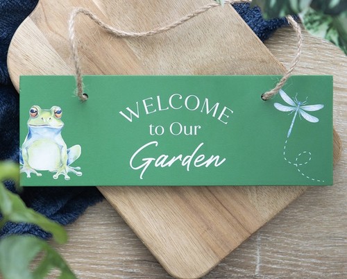 Hanging wooden welcome garden - wooden,